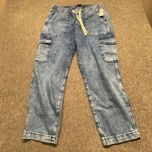Gap Easy Jean Womens Medium Blue Acid Wash Denim Cargo Pants NWT 885204-00-1